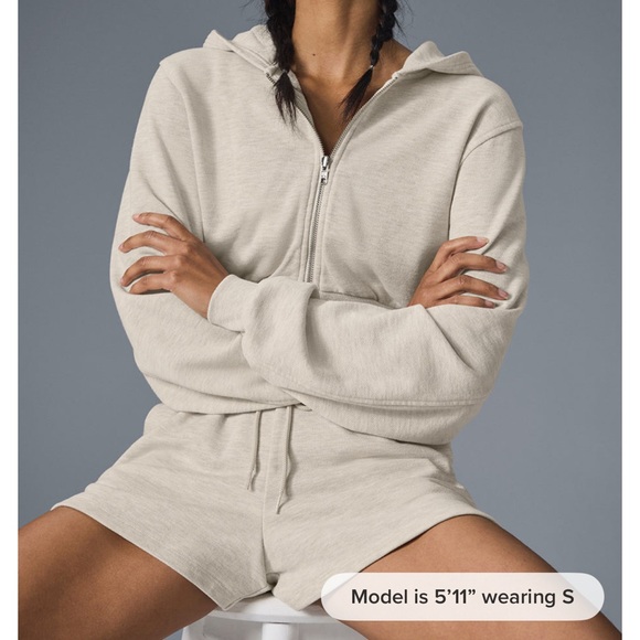 Sweet Escape Zip Up Hoodie, Oatmeal Heather-small - Picture 3 of 5